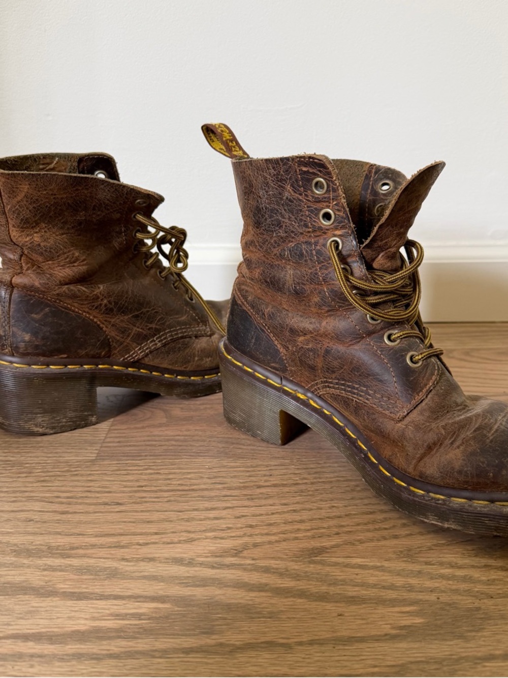 Dr. Martens Brown Clemency Heeled 8-eye Leather Combat Boots - Picture 3 of 5